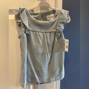 Blue Ruffle Sleeve Romper